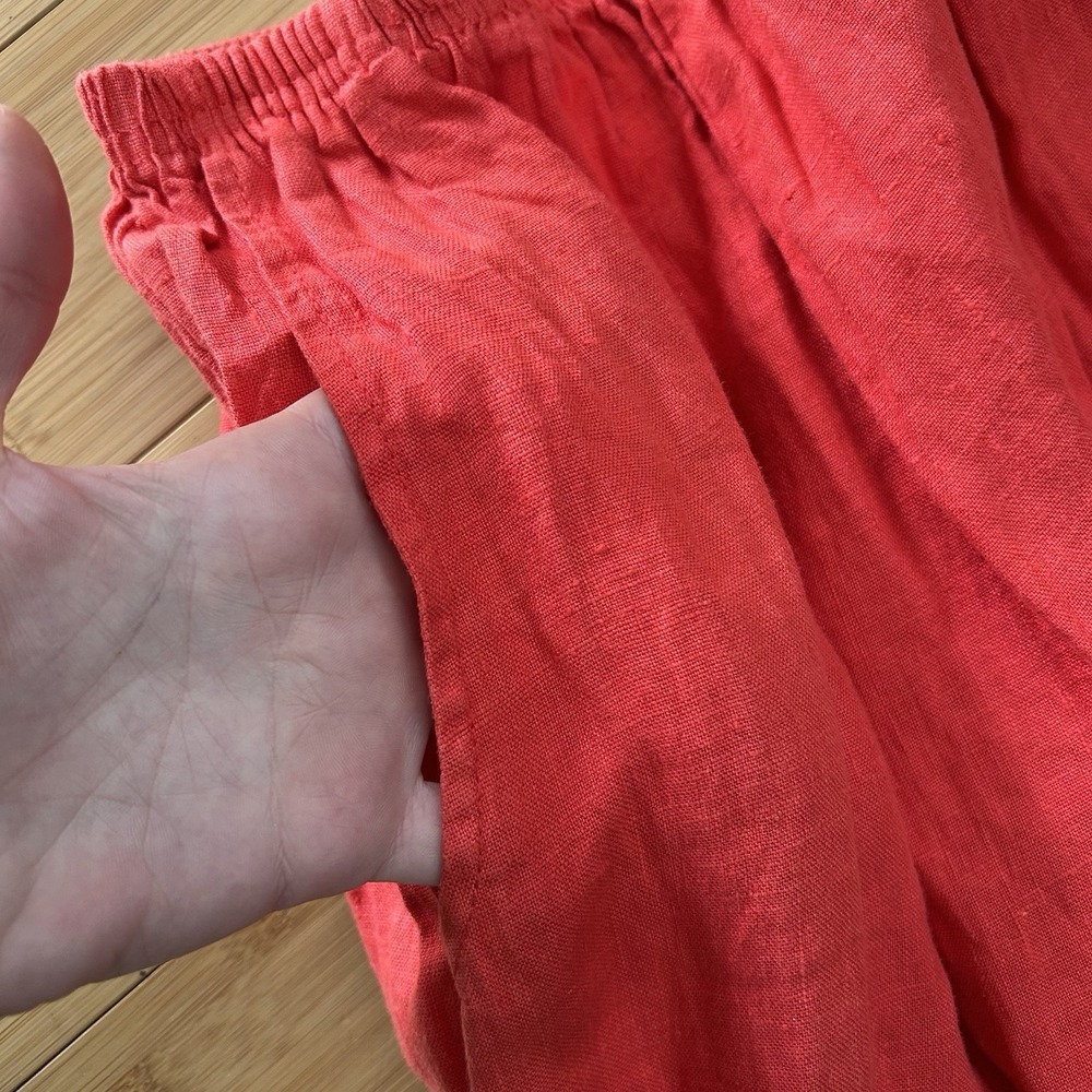 Willow Womens Red Linen Boho Pants Small Cropped Bohemian Hippie Artsy Pull On * - Picture 6 of 11